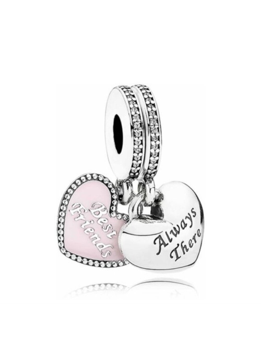 Pandora Sterling Silver Best Friends Dangle Charm Soft Pink Enamel - 791950cz